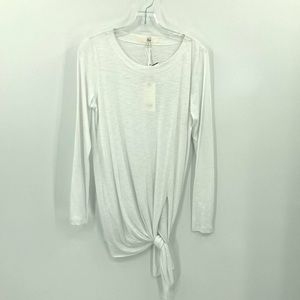 Ripe Maternity White Long Sleeve Cotton Modal Side Tie Knot Maternity Shirt NWT